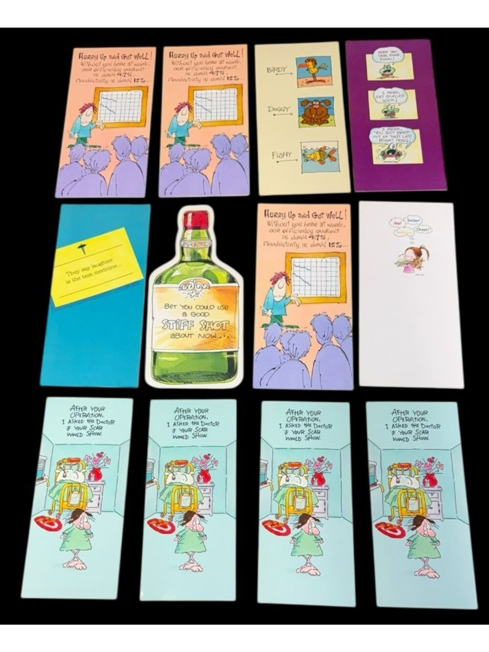 LOT of 12 Vintage 1980s Hallmark Contemporary Cards Greeting Get Well Soon Tall